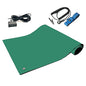 RubberStat Dual Layer ESD Compliant Workstation Rubber Table Mat Kit, Soldering, Cell Phone Repair, with Wrist Strap Set and Ground Cord - 30"x72" Green