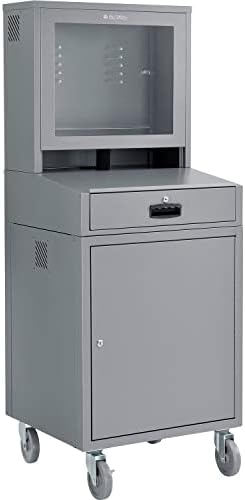 Global Industrial Mobile Security LCD Computer Cabinet Enclosure, Gray