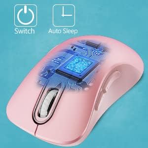 memzuoix 2.4G Wireless Mouse, 1400 DPI Mobile Optical Cordless Mouse with USB Receiver, Portable Computer Mice for Laptop, PC, Desktop, MacBook, 5 Buttons (Pink)