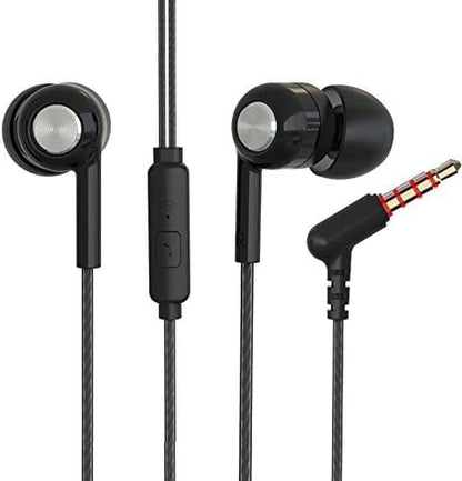 YNR 4 Pairs Wired Earbuds with Microphone, in Ear Earphones with L Shape Jack, High Definition Heavy Bass, for 3.5mm Jack iPhone iPad iPod Samsung Google Devices (Black White Pink Green)