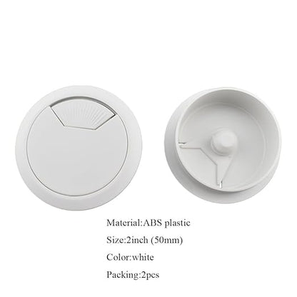 HAHIYO 2Pcs 2Inch/50mm White ABS Plastic Sector-shaped Desk Grommet Wire Grommet Cable Management Cord Hole Cover Desk Wire Hole Insert Wire Organizer for Computer Office Home School Equipment Systems