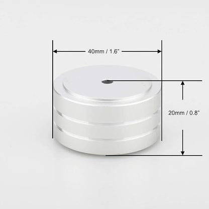 Audiocrast 4X Silver HiFi Speaker Isolation Feet Pad, Aluminum 40x20mm Audio Stand Feet Amplifier Shock Absorber Non-Slip Hi-End Vibration Dampener Floor Protector for Subwoofer DAC CD Turntable Amp
