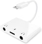 3 in 1 Dual 3.5mm Headphone Jack Adapter - Earphone Jack Audio and Charging Adapter - Headphone Splitter for iPhone 14/13/ 12/11/ X/ 8 - White
