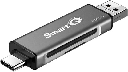 SmartQ C256 Micro SD Card Reader to USB Adapter USB-C and USB A USB Memory Card Reader USB 2.0 Super Speed for MicroSDXC, MicroSDHC, SD, SDXC, SDHC, SD Cards, Works for Windows, Mac OS X, Android
