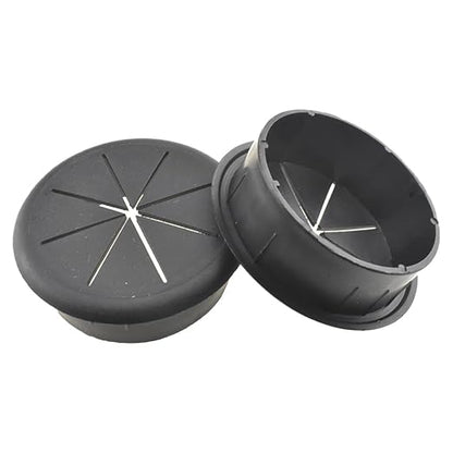 HAHIYO 2Pcs 2.4Inch/60mm Black ABS Plastic Eight-petaled Desk Grommet Wire Grommet Cable Management Cord Hole Cover Desk Wire Hole Insert Wire Organizer for Computer Office Home School Equipment