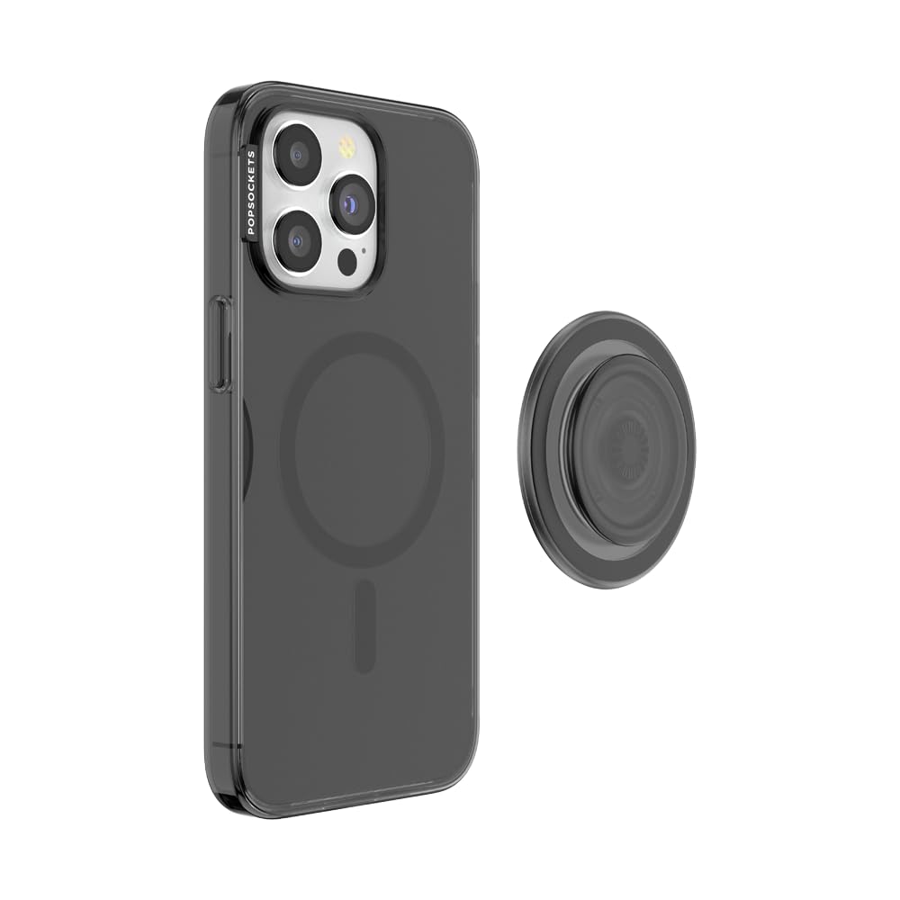 PopSockets iPhone 15 Pro Max Phone Case w/MagSafe- Translucent Black