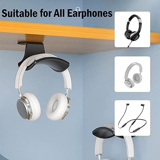 SIROLISA 2-Pack Never Fall Headphone Hook Wall Mount Headset Holder White