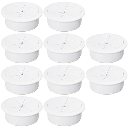 10 Pcs Desk Grommet 2" / 50 mm, Desk Hole Cover for Cables White, Cable Grommet ABS Plastic, Desk Hole Grommet for Home & Office Pc, Detachable Cable Cord Organizer