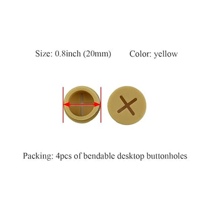 HAHIYO 4Pcs 0.8Inch/20mm Yellow Flexible Rubber Desk Grommet Wire Grommet Cable Management Cord Hole Cover Desk Wire Hole Insert Wire Organizer for Computer Office Home School Equipment Systems