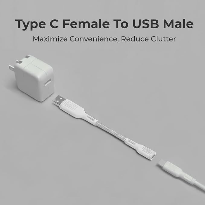 BLACK+DECKER USB C to USB Adapter [2 Pack], Type C Female to USBA Male OTG Cable USBA to USBC Adapter Apple Compatible with MacBook Pro/Air, iPhone 16/15 Series, Samsung Galaxy S24/S23/S22, White