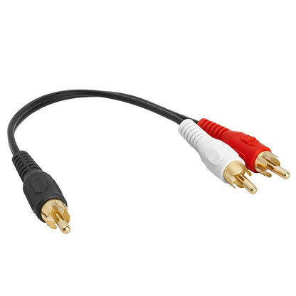 Cmple - Cmple - 1 RCA Male to 2 RCA Male Stereo Audio Y-Cable, 2 RCA Plugs to 1 RCA Plug Audio Stereo Subwoofer Cable, Gold Plated RCA Cord - 8 Inches
