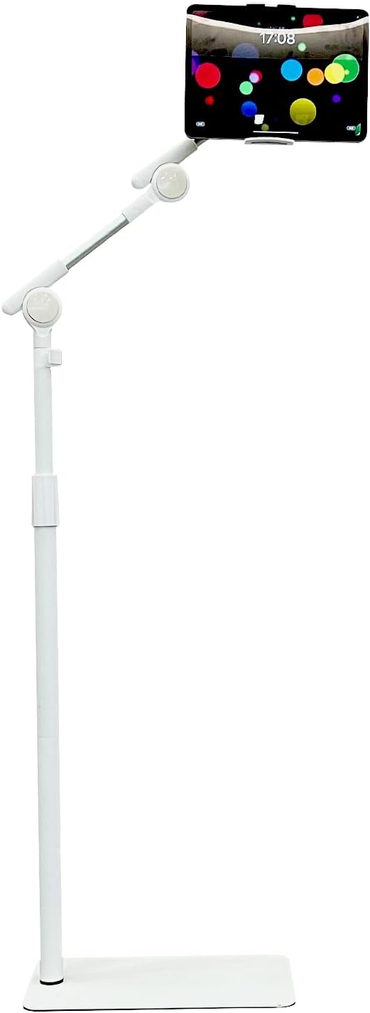 Tablet Floor Stand, 360° Rotating Adjustable Holder for 4.7"-13" Devices