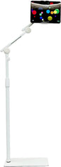 Tablet Floor Stand Holder, 360 Degree Rotating with Height Adjustable Stand Compatible with 4.7"-13" Phone/Tablet, Kindle, 63" Phone Stand, Aluminum Alloy, for Bed,Sofa,Desk（White）