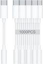 USB-C to 3.5mm Audio Headphone Adapter - HiFi 1000 Pack Compatible with Apple iPhone 16 15 Samsung Galaxy S25 S24 S23 S22 S21 Plus Pro Max Ultra Pixel iPad - Type C to Aux Cord Jack Dongle Adapter