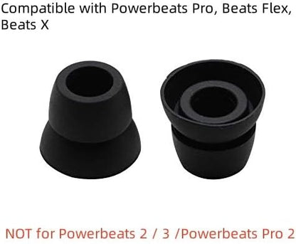 8 Pairs Replacement Silicone Earbuds Tips for Powerbeats Pro & Beats Flex/BeatsX Headphones, 4 Sizes Soft Flexible Noise Reduction Eartips Compatible with Beats Flex Earbuds Replacement Tips (Black)