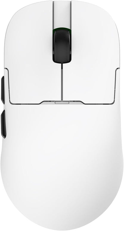 AJ159P MC Triple Mode (2.4G/Wired/Bluetooth 5.2) Gaming Mouse, 12000 DPI, 56g Ultra-Light, Magnetic RGB Charging Dock, Programmable 6 Buttons, Ergonomic Design for Computer Laptop PC, White