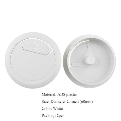 HAHIYO 2Pcs 2.4Inch/60mm White ABS Plastic Sector-Shaped Desk Grommet Wire Grommet Cable Management Cord Hole Cover Desk Wire Hole Insert Wire Organizer for Computer Office Home Equipment System
