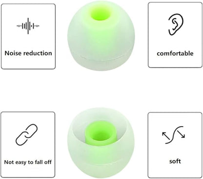 Earbuds Replacement Tips Silicone Earbud Tips Ear Gels Fit for Inner Hole from 3.8mm - 5.1mm Earphones 9 Pairs S/M/L Clear Green