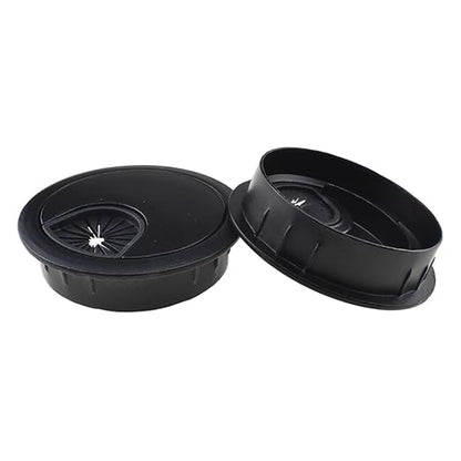 HAHIYO 2Pcs 2Inch/50mm Black Zinc Alloy Desk Grommet Wire Grommet Cable Management Cord Hole Cover Desk Wire Hole Insert Wire Organizer for Computer Office Home School Equipment Systems