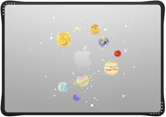 CASETiFY Impact MacBook Air 15" (M2-M4) Case [Cushioned Impact Corners/Scratch-Resistant/Anti-Slip Grip] - Solar System - Clear Black