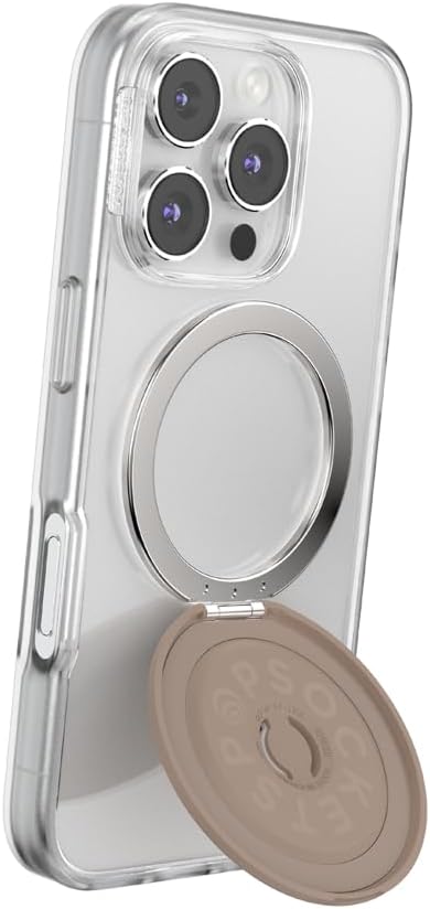 PopSockets Kick-Out Grip for MagSafe, Adjustable Kickstand for Portrait or Landscape, Magnetic Stand, Neutral - Latte
