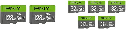 PNY 128GB & 32GB Elite Class 10 U1 microSDXC & microSDHC Card 2-Pack & 5-Pack Bundle