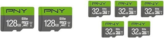 PNY 128GB & 32GB Elite Class 10 U1 microSDXC & microSDHC Card 2-Pack & 5-Pack Bundle