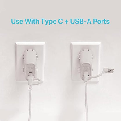 BLACK+DECKER USB C Multi Charging Cable, Fast Multi Charger Cable w/Adapter, Braided 2 in 1 Multiple USB Cable, Universal Charging Cord w/Type C/USB Adapter for iPhone 16 15/Samsung/LG/Tablets/More