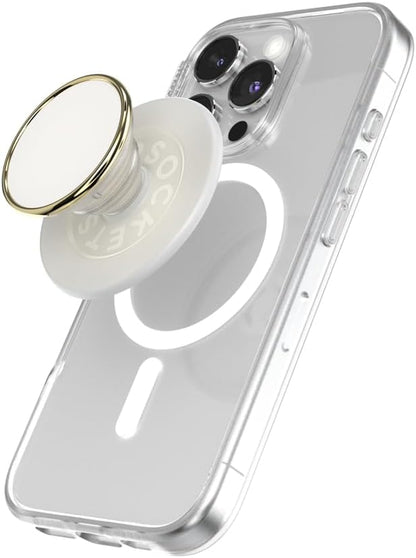 PopSockets Phone Grip for MagSafe with Kickstand, Magnetic Stand, Swappable Top, Secure Hold for iPhone MagSafe Cases, Phone & Tablet Grip, Cute PopSockets - Enamel Coconut Crème