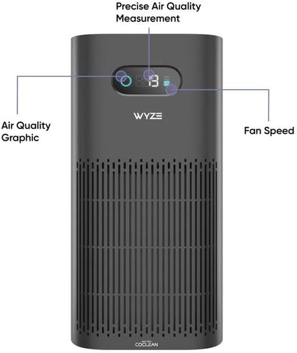 Wyze Air Purifier with Wildfire Filter (Special), for Living Room, Kitchen, HEPA 13, 21db Quiet, with Sleep Mode, Air Cleaner for Smoke, Pollen, Dander, Hair, 550 sq ft, Smart WiFi Alexa Google, Black