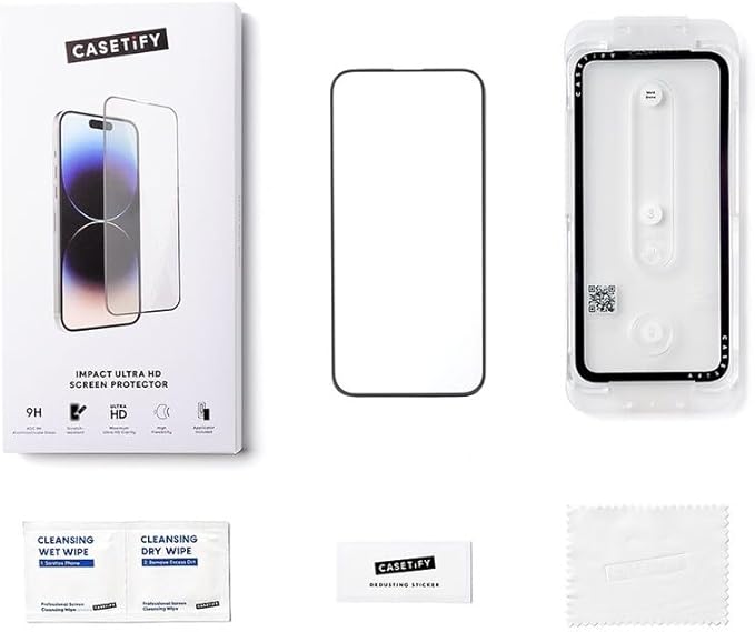 CASETiFY Impact Ultra HD Screen Protector [Strengthened 9H aluminosilicate glass, applicator included] for iPhone 16 Pro