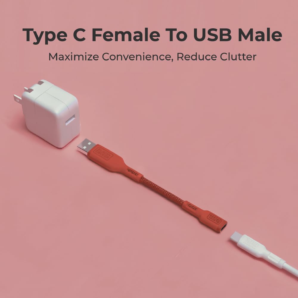 BLACK+DECKER USB C to USB Adapter [2 Pack] Type C Female to USBA Male OTG Cable USBA to USBC Adapter Apple Compatible with MacBook Pro/Air iPhone 17/16/15 Series Samsung Galaxy S24/S23/S22, Coral