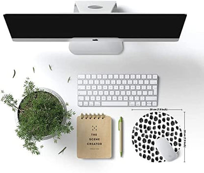 Round Mouse Pad, Polka Dot Print Premium-Textured Mouse Mat, Small Non-Slip Rubber Base Round Mousepad with Designs for Working and Gaming