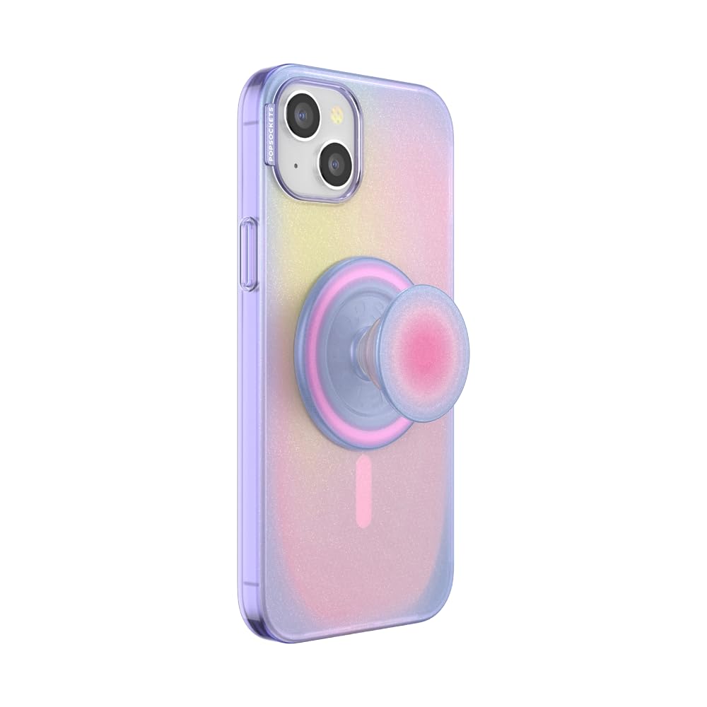 PopSockets iPhone 15 Pro Phone Case with MagSafe, Wireless Charging Compatible, White - Opalescent Clear