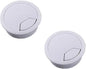 2pcs 2 inch Desk Wire Cord Cable Grommets Hole Cover for Office PC Desk Cable Cord Organizer Plastic Cover Black (White-2Pcs)