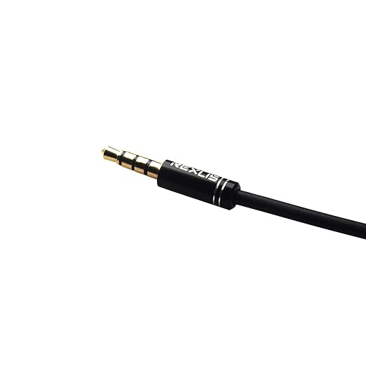 REXUS Black 3.5mm Y Splitter Stereo Audio Cable 4-Pole Male to 2 Female for Headphone, Headset Splitter Adapter Extension Aux Cable, Compatible MobilePhone and New Version Laptop(M22F35H)