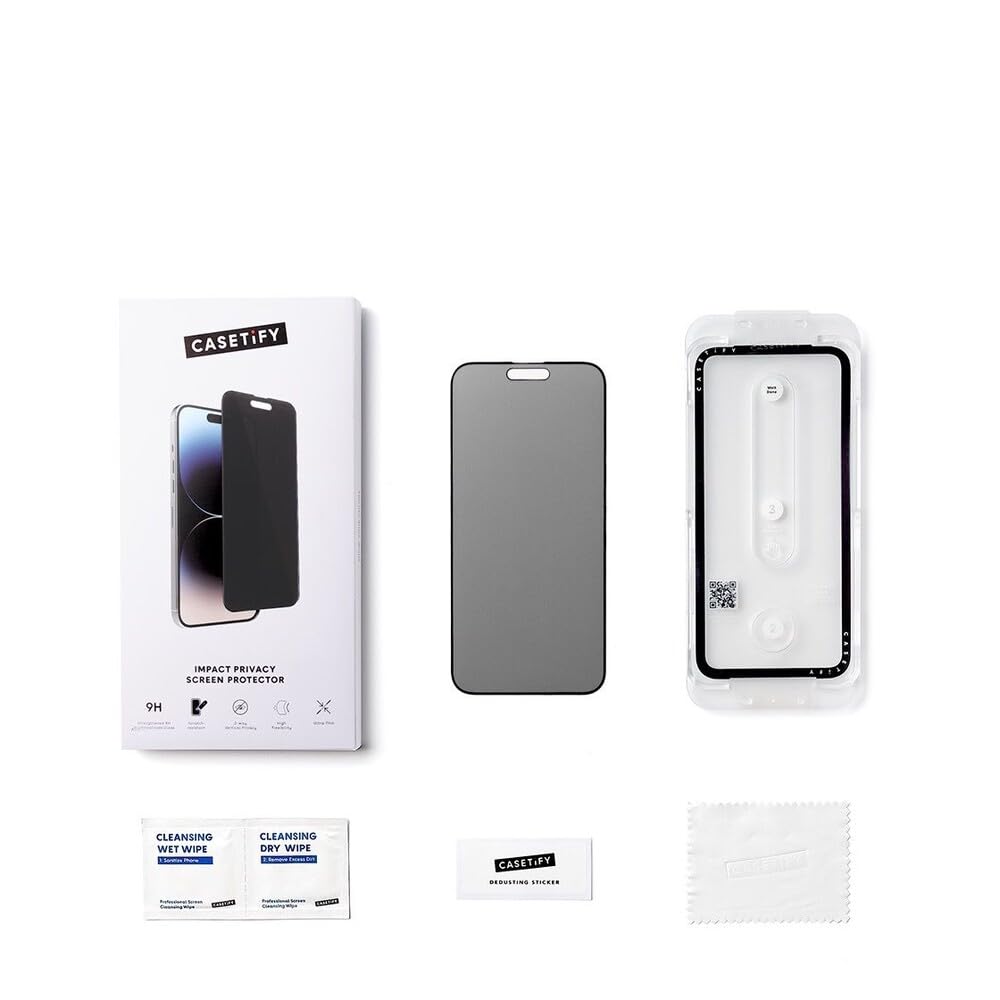 CASETiFY Impact Privacy Screen Protector [Strengthened 9H aluminosilicate glass, applicator included] for iPhone 16