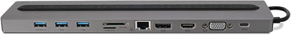 IOGEAR USB-C 8-Port Low Profile Docking Station - 4K 30Hz - 1 HDMI - 1 DisplayPort - 1 VGA - 1 Ethernet - 3 USB 3.0 A Ports - 1 USB-C 100W Charging Only - Power Adapter Not Included — GUD3C02B