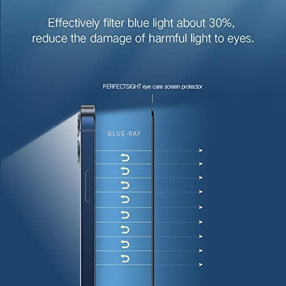 PERFECTSIGHT Anti Blue Light Screen Protector Compatible with iPhone 12 Pro Max 2020 6.7 inch, Eye Care HD Clear Tempered Glass - Anti Eye Fatigue & Eye Dry 2X Stronger Easy Installation