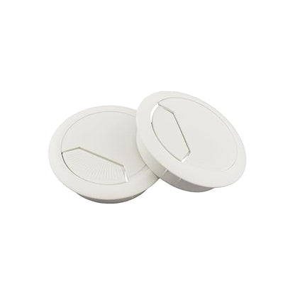 HAHIYO 2Pcs 2.4Inch/60mm White ABS Plastic Sector-Shaped Desk Grommet Wire Grommet Cable Management Cord Hole Cover Desk Wire Hole Insert Wire Organizer for Computer Office Home Equipment System