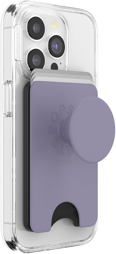 PopSockets Phone Wallet for MagSafe, Phone Card Holder with Grip, Purple - Dusk