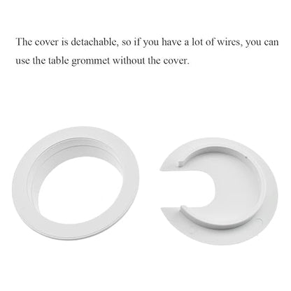 HAHIYO 2Pcs 2Inch/50mm White ABS Plastic U-Shaped Desk Grommet Wire Grommet Cable Management Cord Hole Cover Desk Wire Hole Insert Wire Organizer for Computer Office Home School Equipment Systems