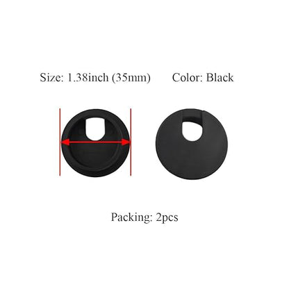 HAHIYO 2Pcs 1.38Inch/35mm Black ABS Plastic U-Shaped Desk Grommet Wire Grommet Cable Management Cord Hole Cover Desk Wire Hole Insert Wire Organizer for Computer Office Home School Equipment Systems