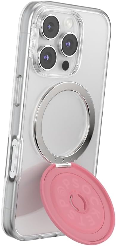 PopSockets Kick-Out Grip for MagSafe, Adjustable Kickstand for Portrait or Landscape, Magnetic Stand, Pink - Putty