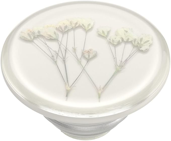 PopSockets: Phone Grip with Expanding Kickstand, Adhesive Grip - Pressed Flower Baby's Breath