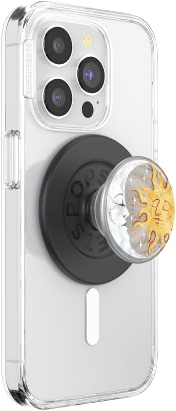 PopSockets Phone Grip for MagSafe, Magnetic Holder, Phone Stand, Celestial - Translucent Sun and Moon