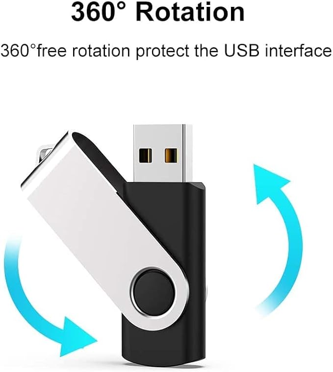 JUANWE 16GB USB Flash Drives 10 Pack, Bulk Thumb Drives USB 2.0 Foldable 360°Swivel USB Storage Flash Drive Memory Sticks, Jump Drive Mutipack Pen Drive Zip Drive Flashdrive for PC/Tablet, Black