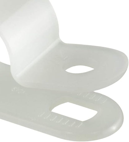 GTSE White Nylon Plastic Cable Clamps, 1/2" Screw Mounts for Cable, Rope, Tube Management, 100 Pack