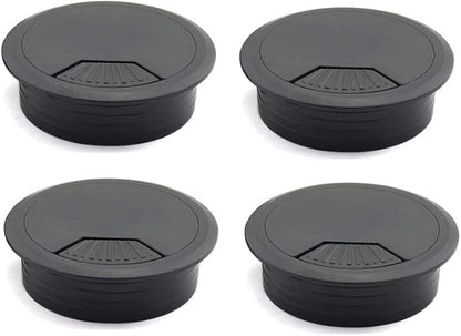 4pcs 2 inch Desk Wire Cord Cable Grommets Hole Cover for Office PC Desk Cable Cord Organizer Plastic Cover Black (Black-4Pcs)