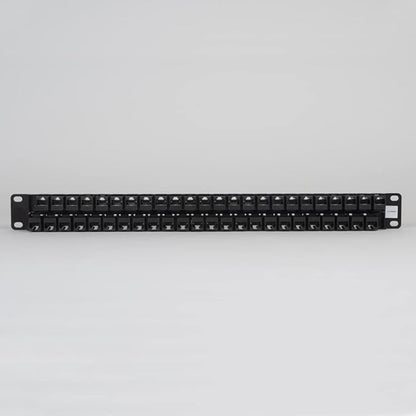 ICC CAT6 Feed-Through Patch Panel, 48 Port, 1U Rackmount, RJ45 Ethernet Patch Panel, No Punch Down, PoE++ and TAA Compliant, Black